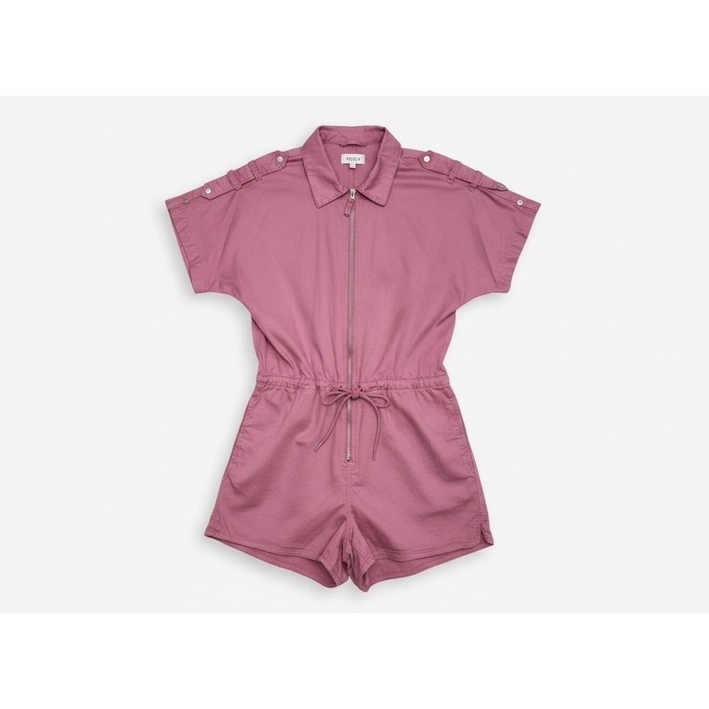 Pistola Shorts Romper Size Small Pink Zip Front Utility Drawstring Pockets - Picture 2 of 13